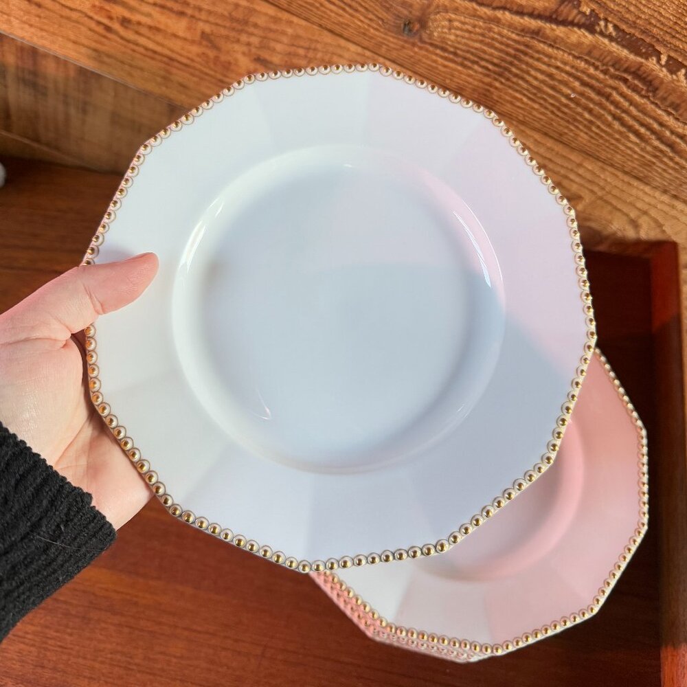 Nymphenburg white and gold Perl porcelain medium plates